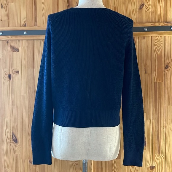 NEW VELVET BY GRAHAM & SPENCER KARLY NAVY REVERSIBLE COTTON CARDIGAN SWEATER S - Picture 4 of 8